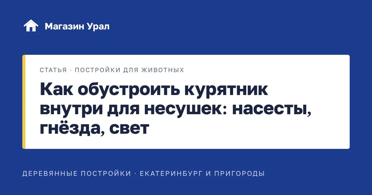 Обложка статьи «Как обустроить курятник внутри для несушек: насесты, гнёзда, свет»