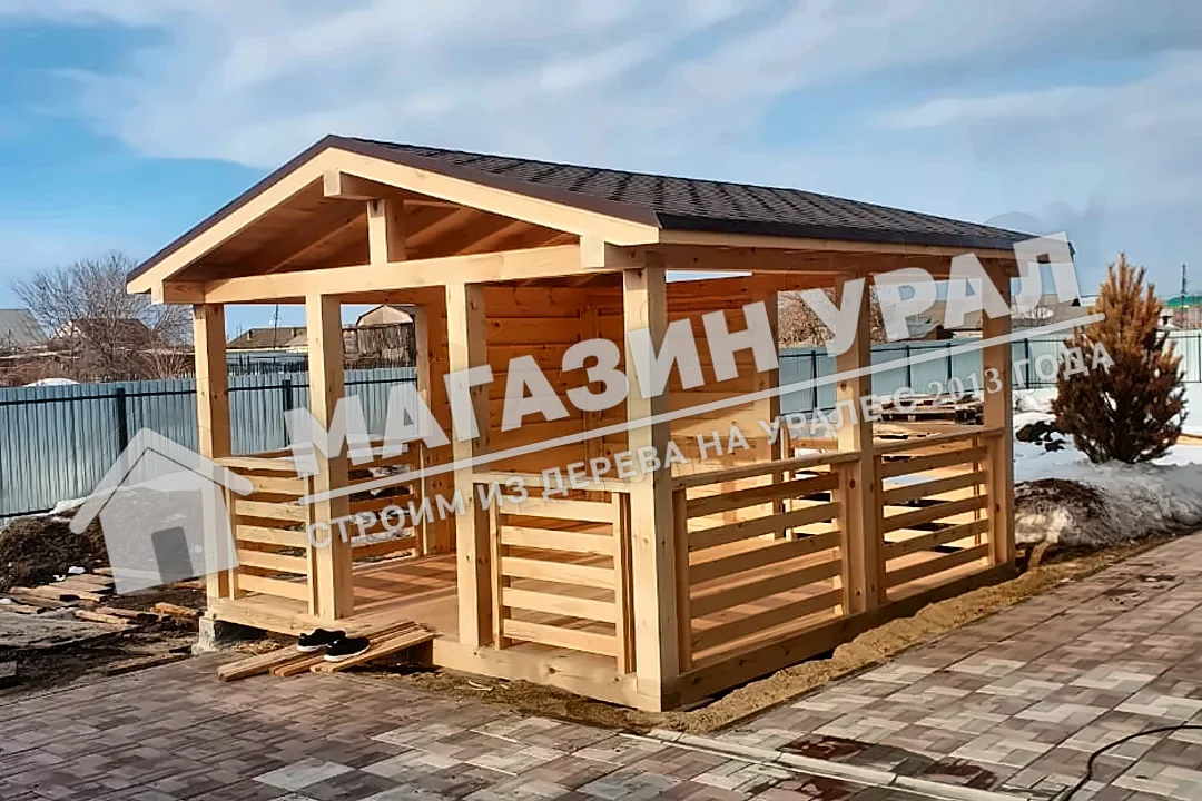 Открытая деревянная беседка «Чусовая» — общий вид