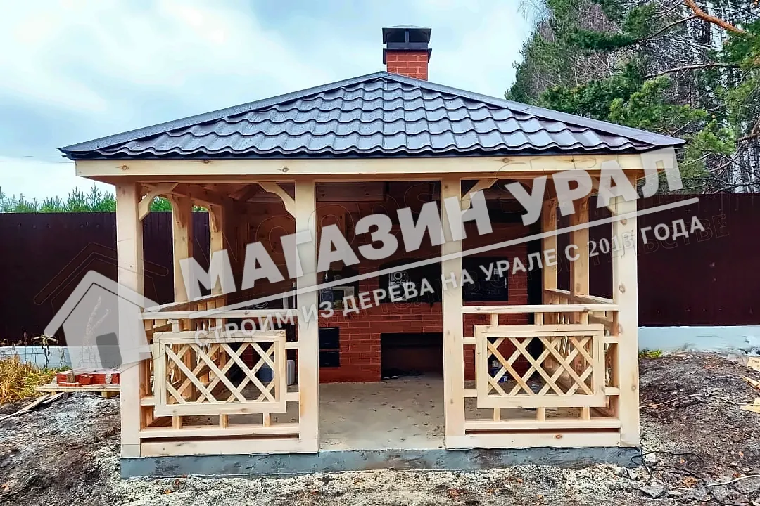 Беседка с мангальной зоной и печью «Очаг» — фото 2