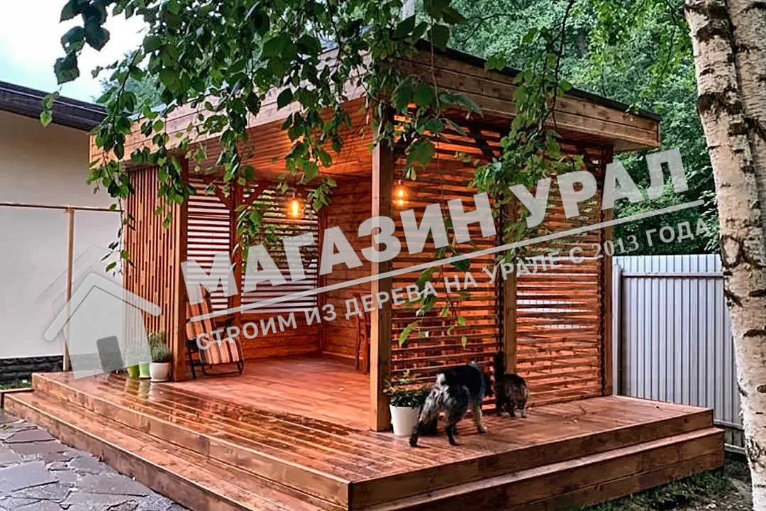 Беседка-терраса с плоской крышей «Берёза» — фото 3