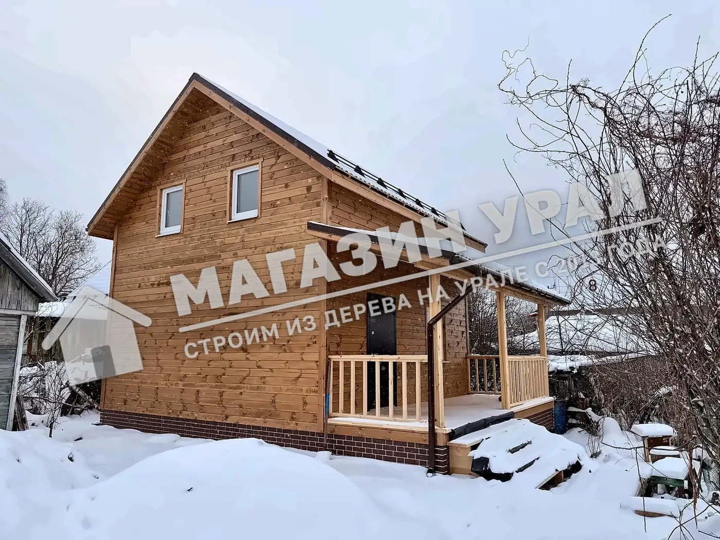 Каркасный дом с мансардой «Снегирь» — общий вид