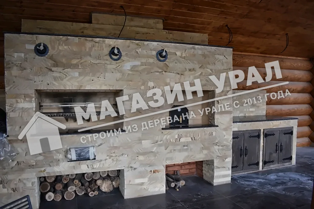 Мангальный комплекс с облицовкой камнем «Сланец» — фото