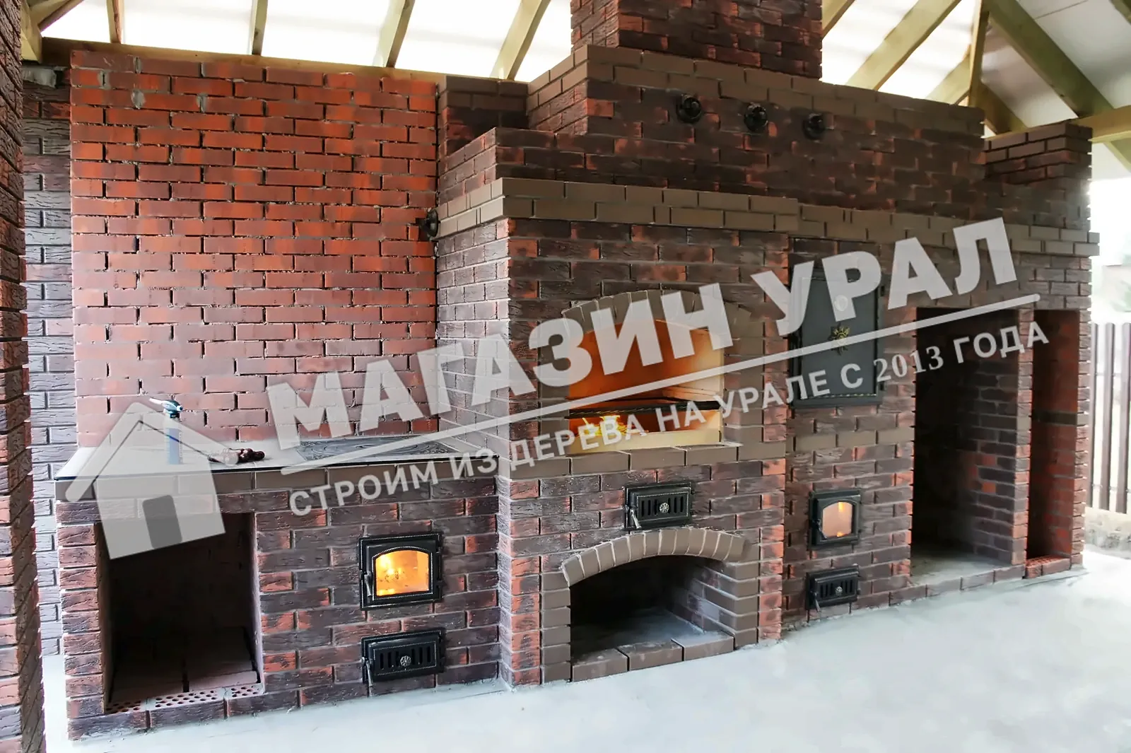 Мангальный комплекс с печью «Кирпичный двор» — общий вид