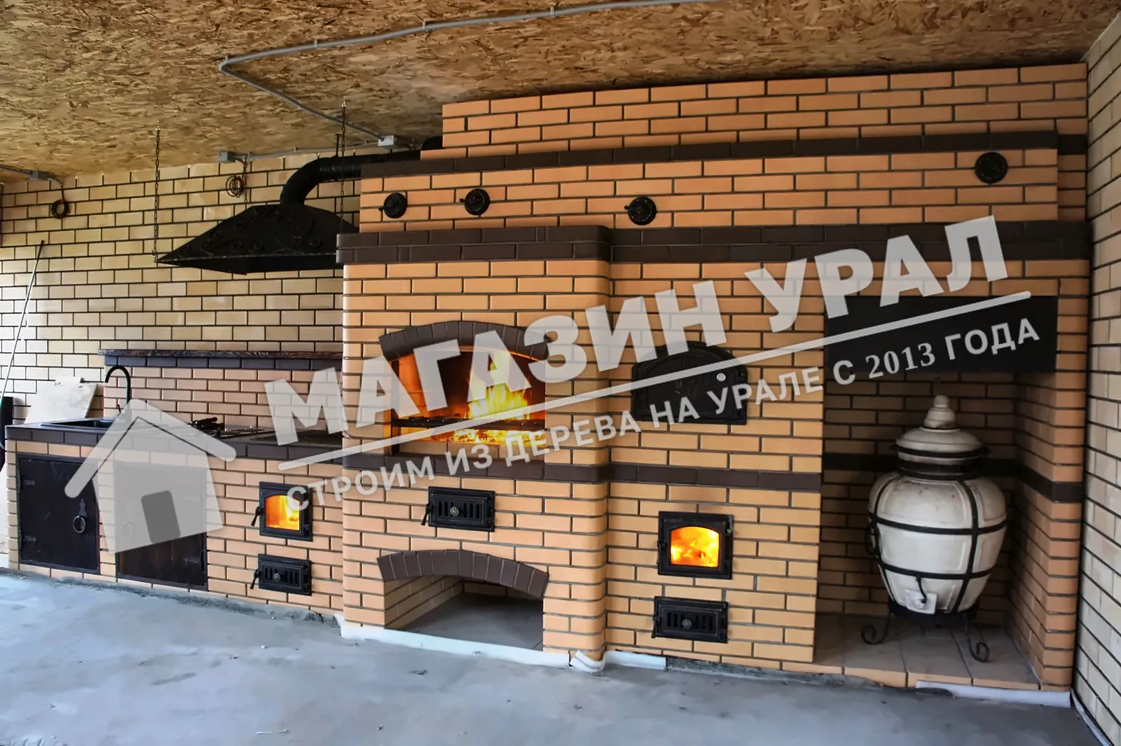Печной комплекс с тандыром и вытяжкой «Самарканд» — общий вид