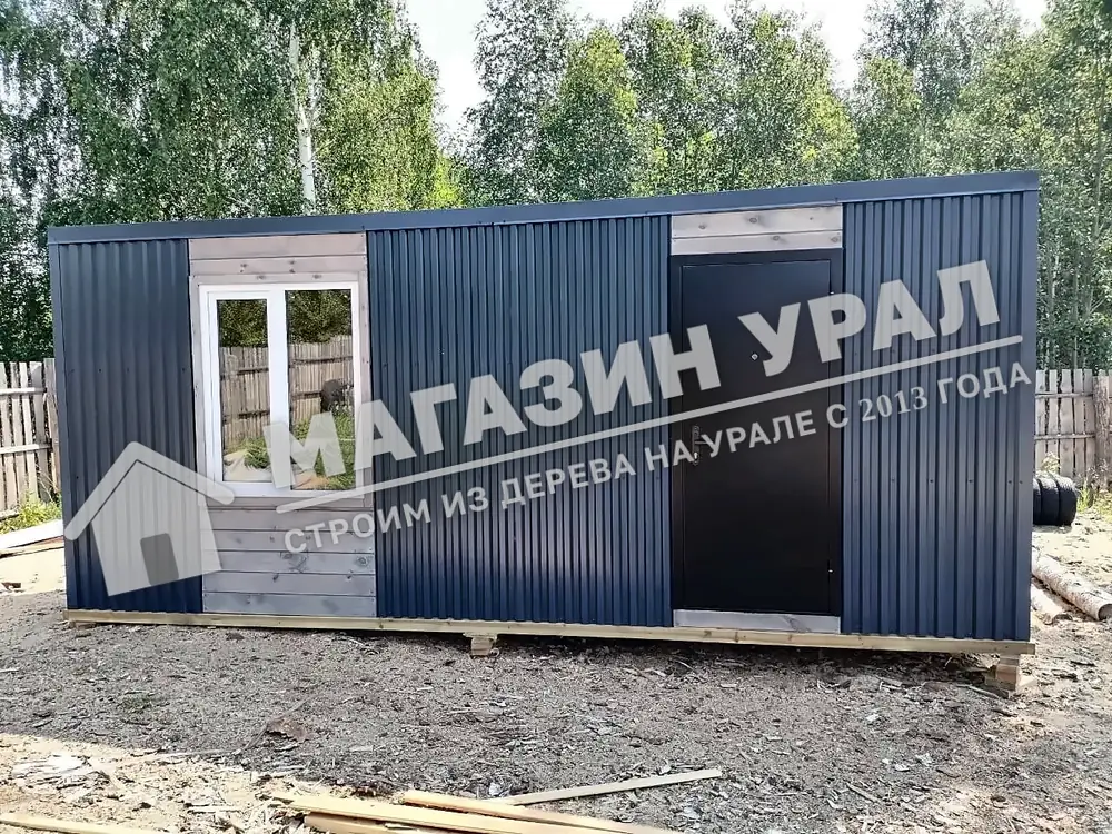 Хозблок-бытовка с окном «Графит» — фото
