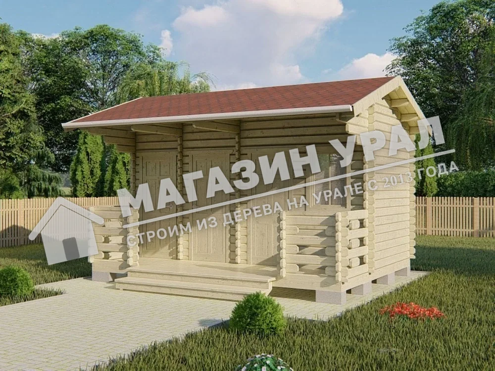 Хозблок с туалетом и душем «Пятистенок» 5×3,8 м — фото