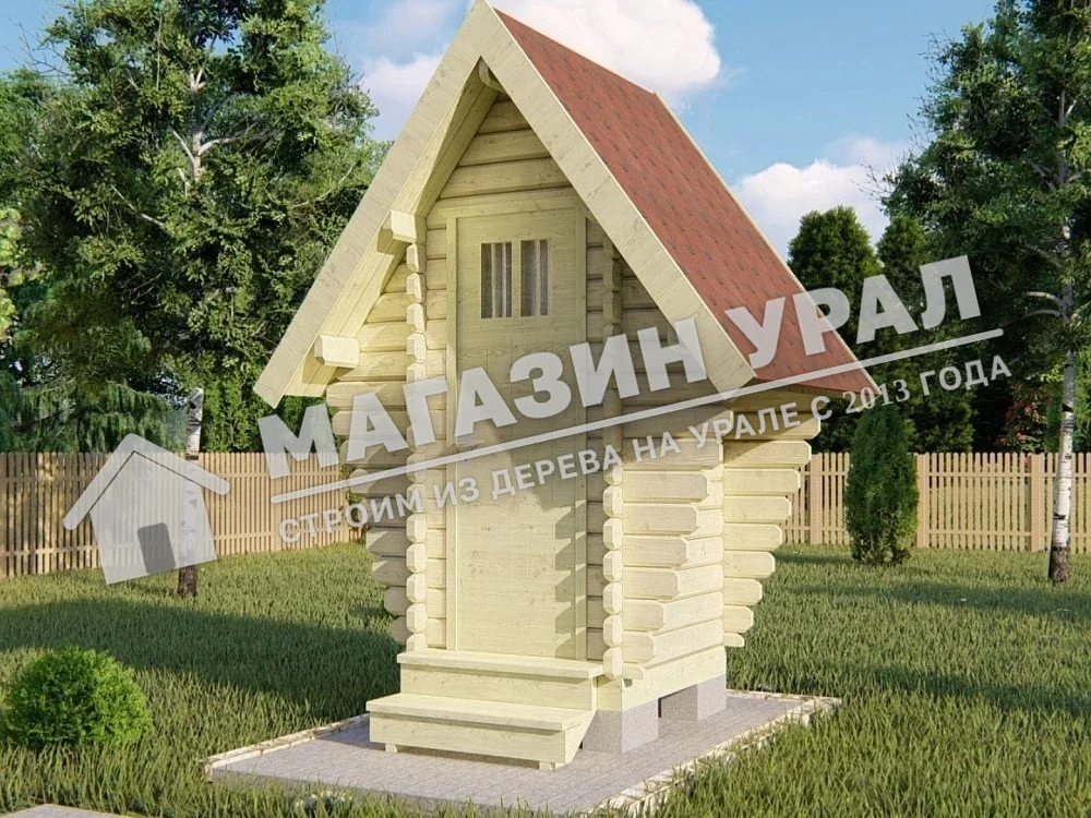 Деревянный туалет-теремок «Тапа» 1,5×1,3 м — фото