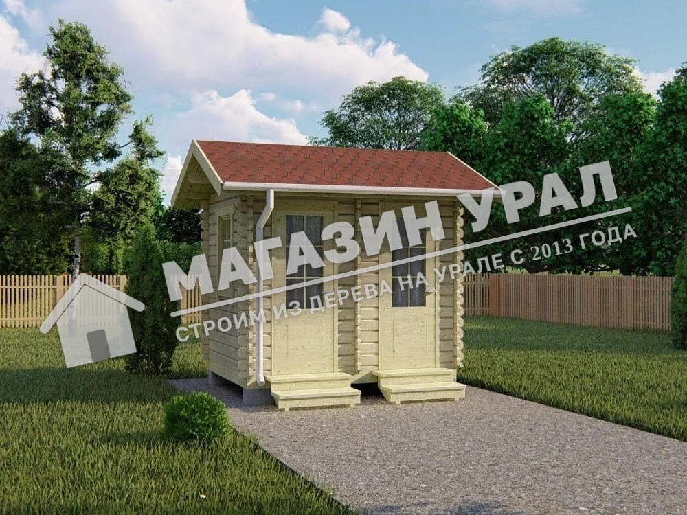 Деревянная бытовка с двумя входами «Мини-2» 3×2,3 м — фото