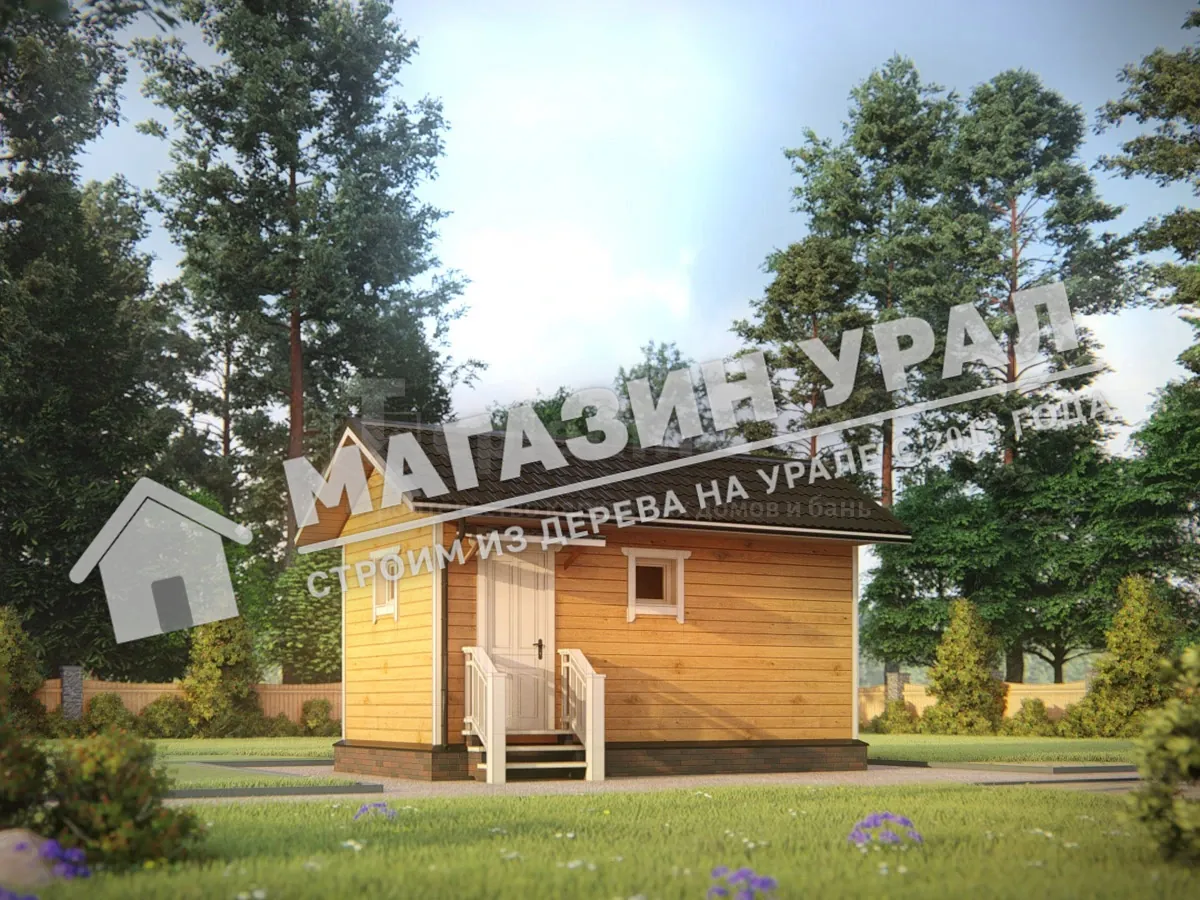 Каркасная баня «Брусничка» — 3D-визуализация