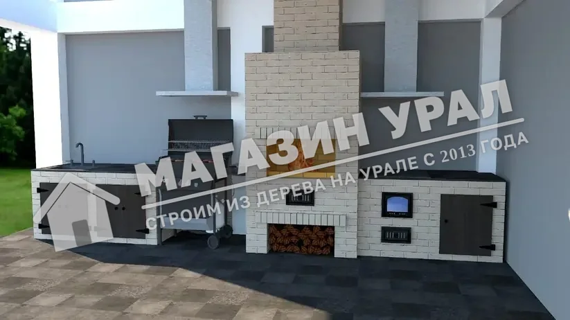 Мангальный комплекс с грилем и мойкой «Шеф» 5,65 м — фото